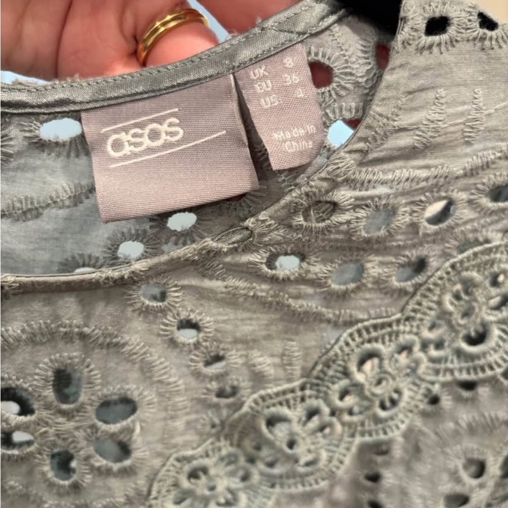 Sage Cottage-core Eyelet Lace Dress - Picture 4 of 5